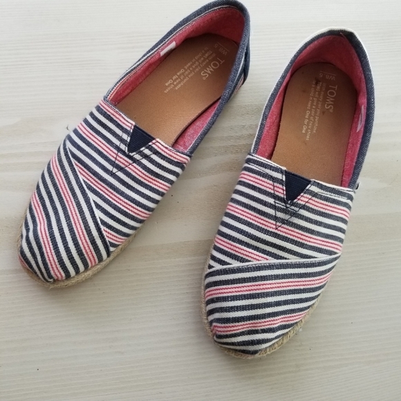Toms Shoes - SALE Tom's canvas espadrille striped flats 8.5